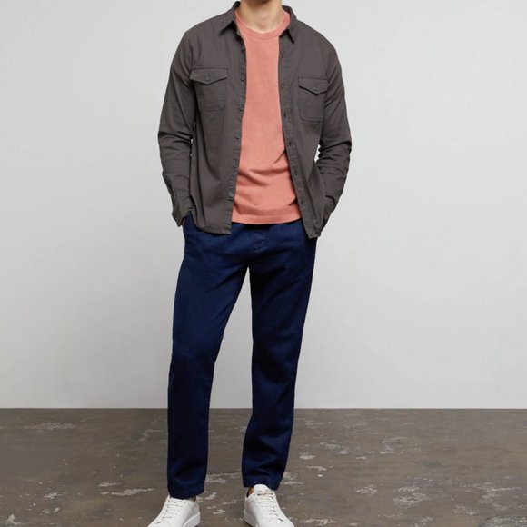 Onia All Terrain Cotton Stretch Ripstop Overshirt in Charcoal Size XL - Picture 5 of 11